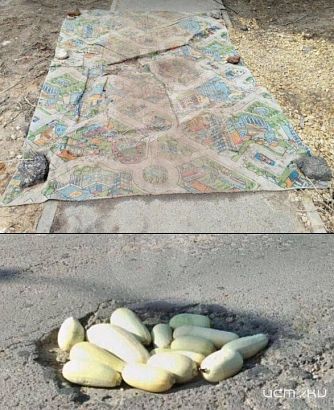 Орловский креатив: жители 909 квартала "залатали" тротуар ковром!