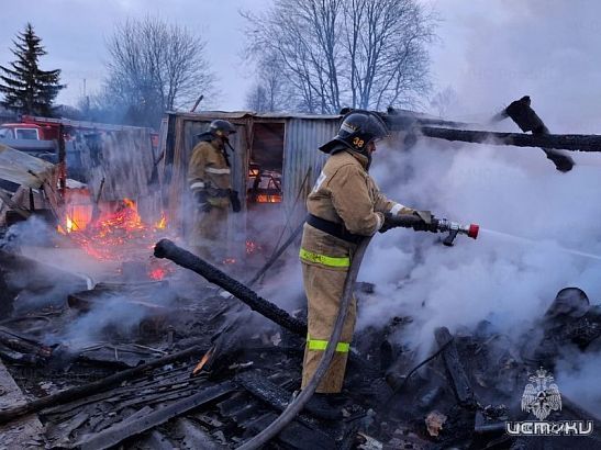 В орловском селе сгорели гараж, хозпостройка и автомобиль