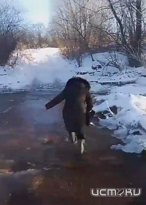 Жители д. Заречная в Орловском МО вынуждены переправляться вброд через реку Ока, воды которой затопили мост. Следователи проводят проверку