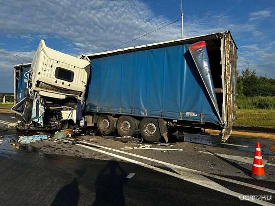 Жёсткое ДТП: под Орлом лоб в лоб столкнулись два большегруза