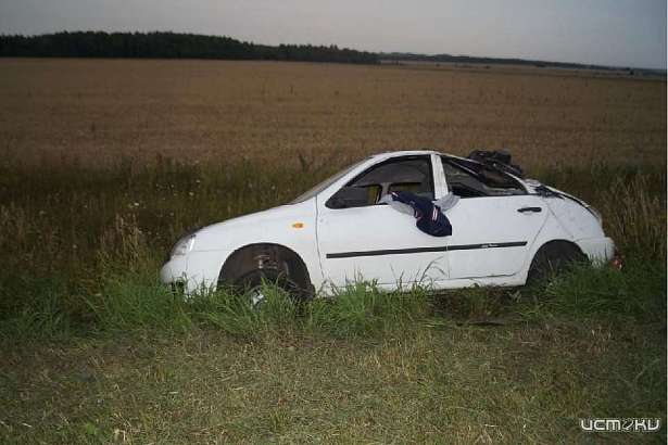 Под Орлом водитель «Лады» улетел в кювет и едва не покалечил пассажира