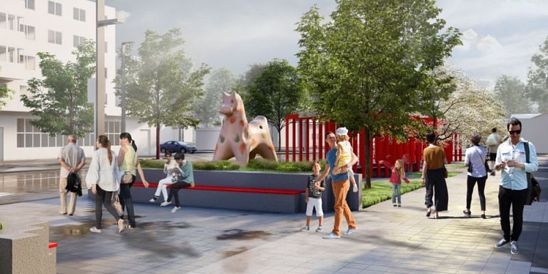 В Ливнах благоустроят общественную территорию. Основным цветом проекта станет красный