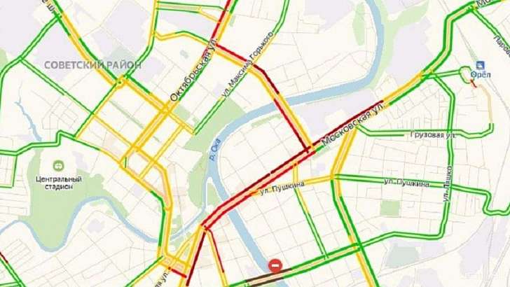 В первый рабочий день без моста Дружбы Орел поглотили пробки