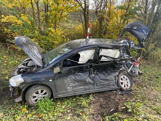 Под Орлом легковушка столкнулась с КАМАЗом и улетела в кювет