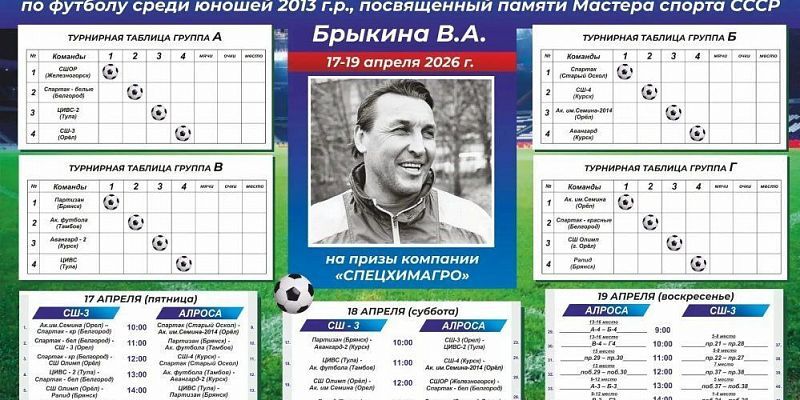 В Орле стартовал турнир по футболу среди юношей 2013 г.р., посвященный памяти Владимира Брыкина