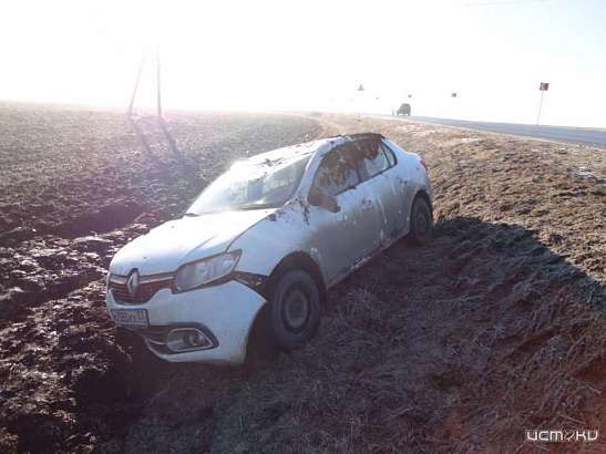 Под Орлом "Рено" слетел с дороги. Пострадал водитель