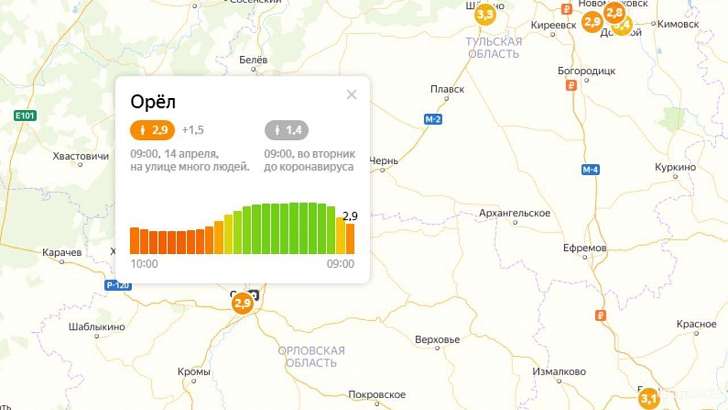 В период роста числа заболевших коронавирусом орловчане стали чаще выходить из дома