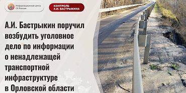 Бастрыкин поручил возбудить уголовное дело по факту обрушения моста в Орловской области