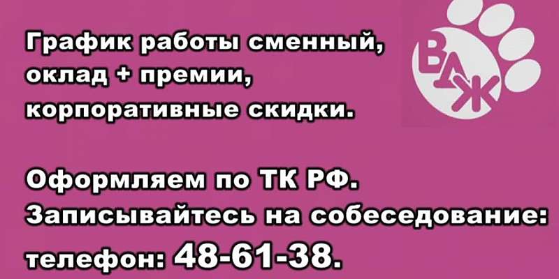 В зоомагазин "Все для животных" на постоянную работу требуется продавец