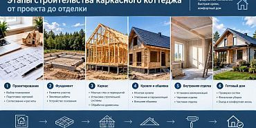 Этапы строительства каркасного коттеджа: от проекта до отделки